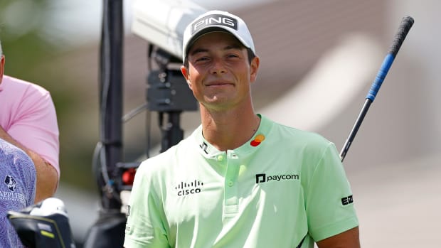 Viktor Hovland of Norway smiles during the pro-am ahead of the Arnold Palmer Invitational presented by Mastercard at Arnold Palmer Bay Hill Golf Course on March 06, 2024 in Orlando, Florida.